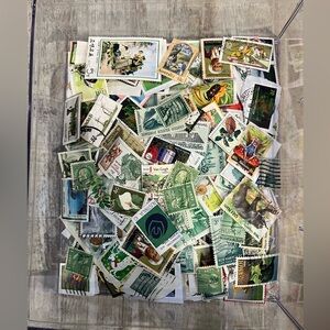 Assorted Green Postage Stamps Collection